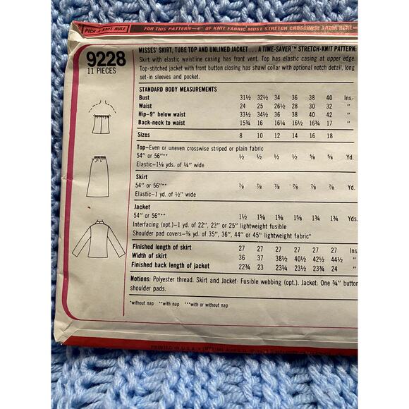 Simplicity 9228 Sewing pattern skirt tube top jacket 1980s size 10 12 14 - Picture 4 of 5